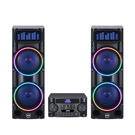 Chaoyue Dounle 8 Inch Karaoke Pairs Active Partyspeakers With Light 2.1 Active Speaker Bass Entertainment Audio With Mainframe