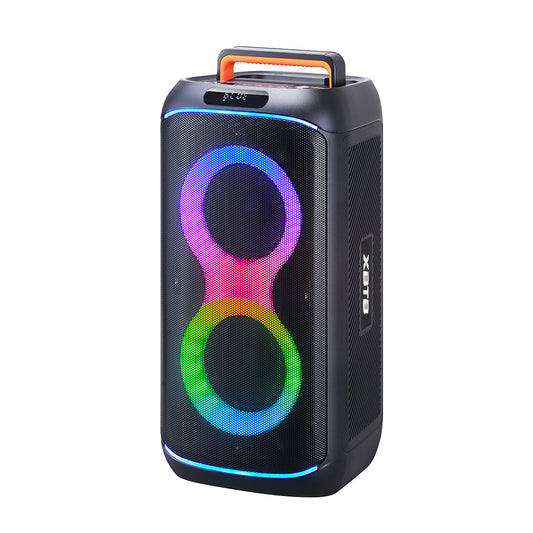 Chaoyue Portable Black/White Bluetooth Party Speaker 6.5Inch*2 With USB FM, RGB Lighting, and Long-Lasting Rechargeable Battery