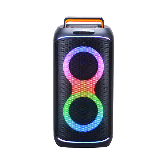 Chaoyue Portable Black/White Bluetooth Party Speaker 6.5Inch*2 With USB FM, RGB Lighting, and Long-Lasting Rechargeable Battery