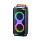 Chaoyue Portable Black/White Bluetooth Party Speaker 6.5Inch*2 With USB FM, RGB Lighting, and Long-Lasting Rechargeable Battery