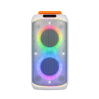 Chaoyue Portable Black/White Bluetooth Party Speaker 6.5Inch*2 With USB FM, RGB Lighting, and Long-Lasting Rechargeable Battery