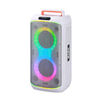 Chaoyue Portable Black/White Bluetooth Party Speaker 6.5Inch*2 With USB FM, RGB Lighting, and Long-Lasting Rechargeable Battery