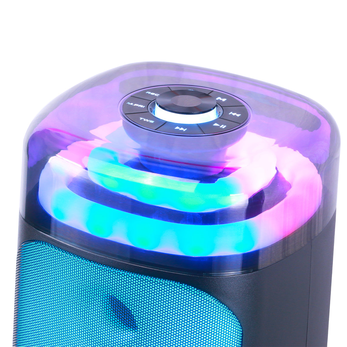 Chaoyue Portable  Bluetooth Party Speaker 6.5Inch With USB FM, Transparent RGB Light, and Long-Lasting Rechargeable Battery