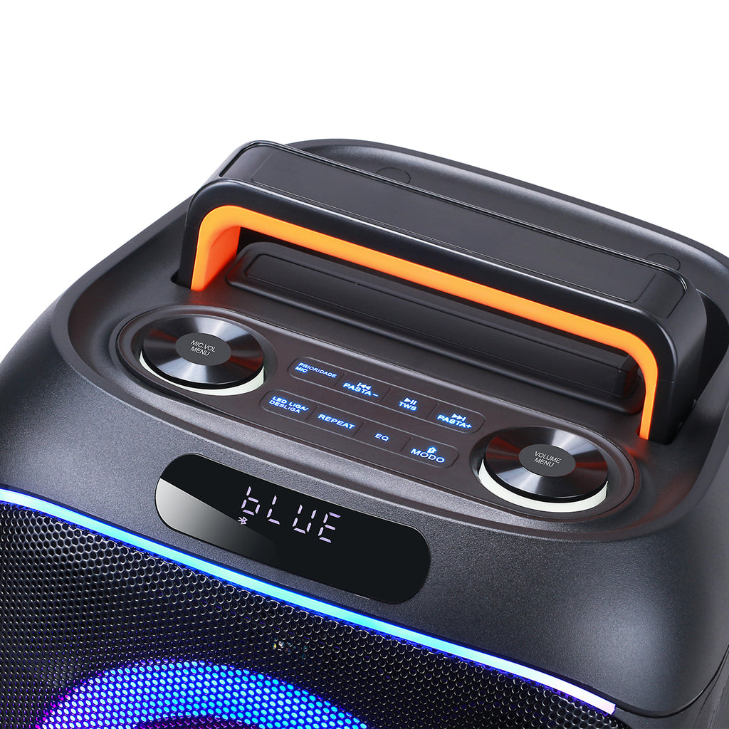 Chaoyue Portable Black/White Bluetooth Party Speaker 6.5Inch*2 With USB FM, RGB Lighting, and Long-Lasting Rechargeable Battery